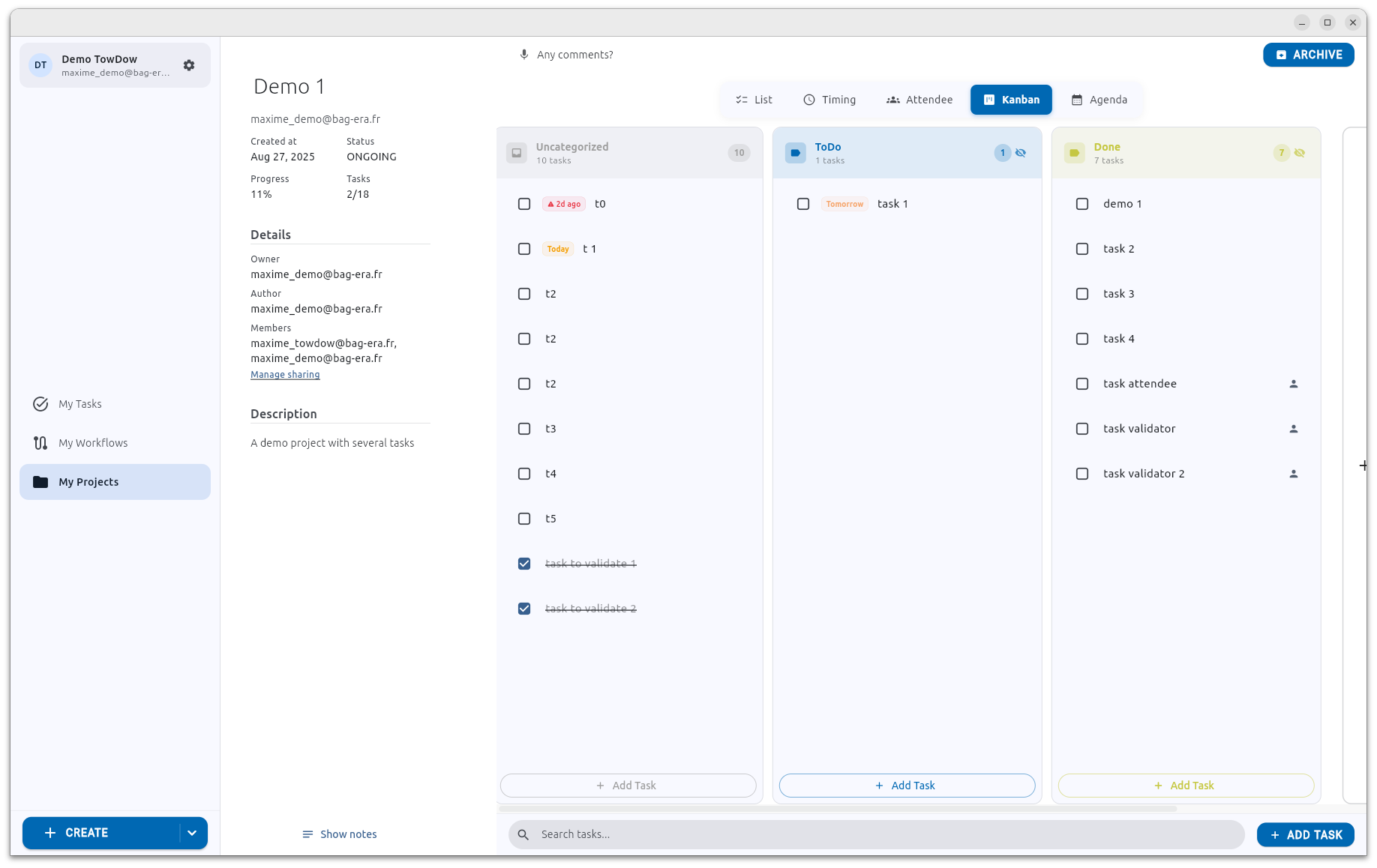 Tasks and team features overview