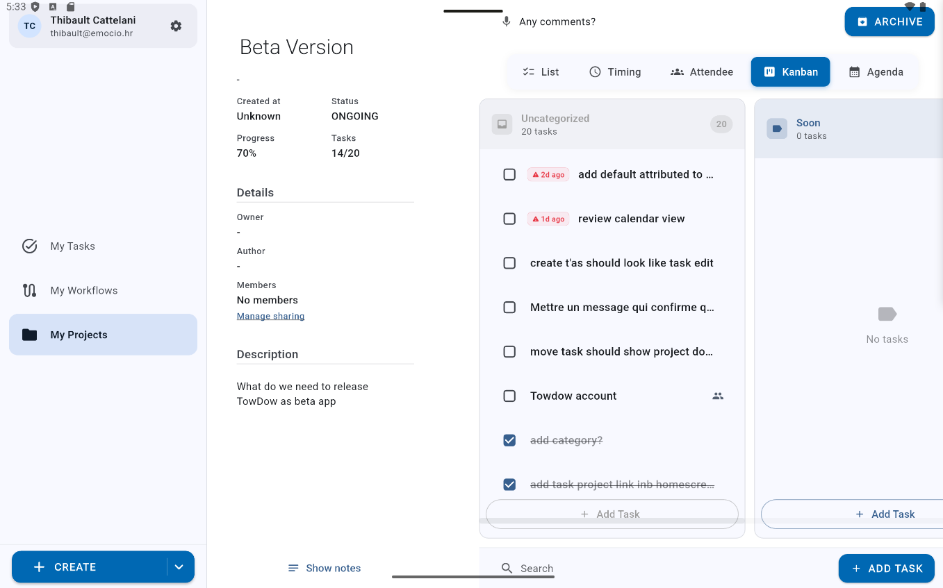 TowDow dashboard overview